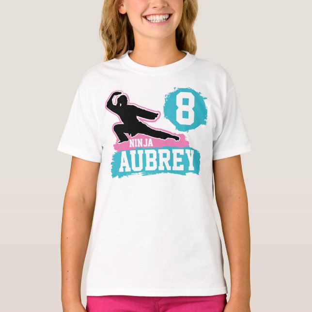 Camiseta Ninja Warrior Theme Birthday Girl (Frente)