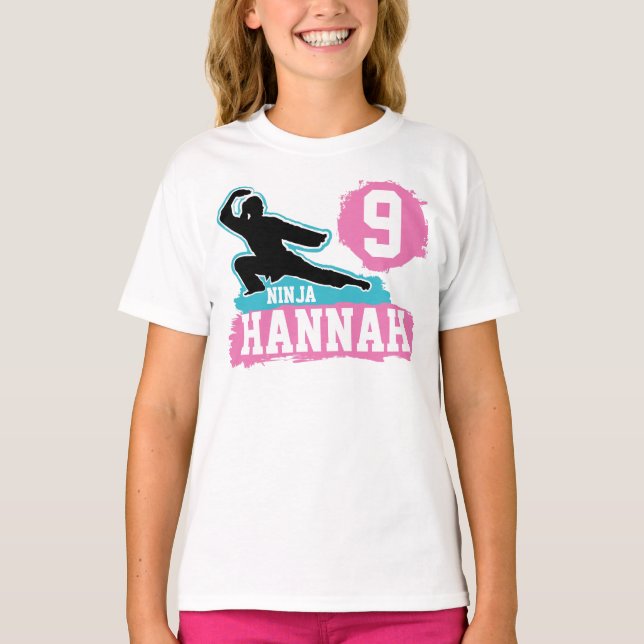 Camiseta Ninja Warrior Theme Birthday Girl (Frente)