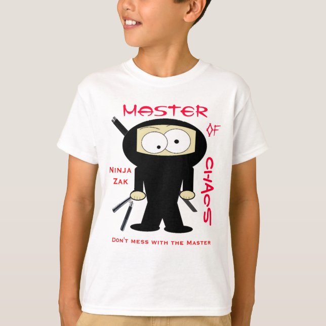 Camiseta Ninja Zak, não suja com o mestre (Frente)