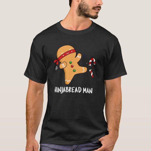 Camiseta Ninjabread Man Funny Gingerpão Pun Dark BG (Frente)