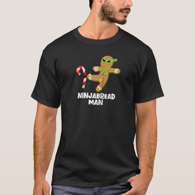 Camiseta Ninjabread Man Funny Ginja Kicking Candy Cane Chri (Frente)