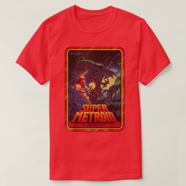 Camiseta Nintendo Super Metroid Kanji Poster Style Graphic7 (Frente do Design)