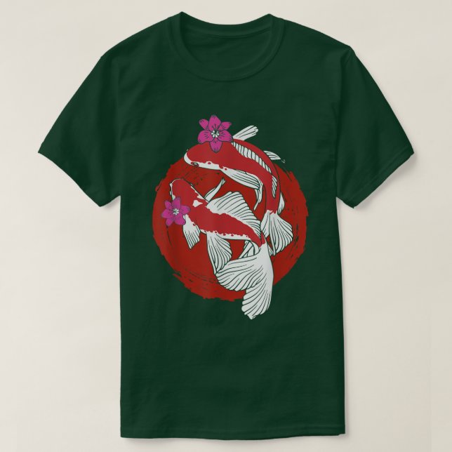 Camiseta Nishikigoi Cherry Blossom Koi Fish Pond Sakura Koi (Frente do Design)
