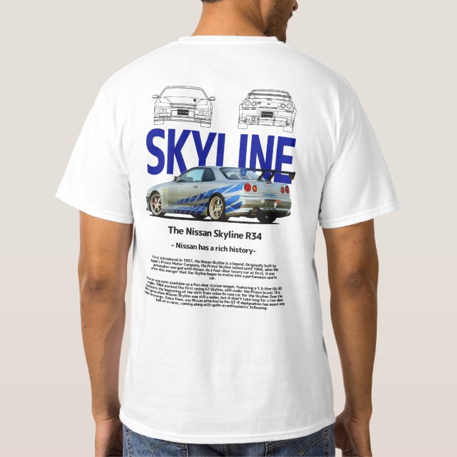 Camiseta Nissan Skyline GTR 34 Car (Verso)
