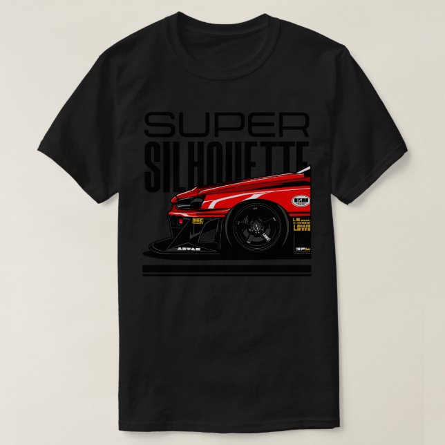 Camiseta Nissan Skyline R 34 Super Silhouette (Frente do Design)