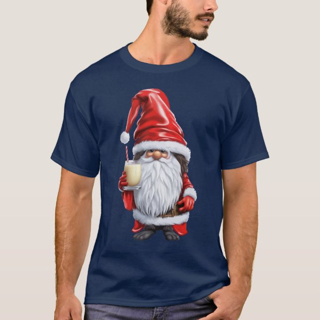 Camiseta Nisse Gnomo Gonk Norueguês Com Um Copo De Ovo (Frente)