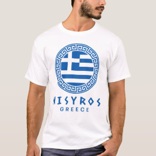 Camiseta Nisyros E Bandeira Da Grécia Masculino Branco