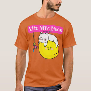 Camiseta Nite Nite Moon Dormindo Gato na Lua