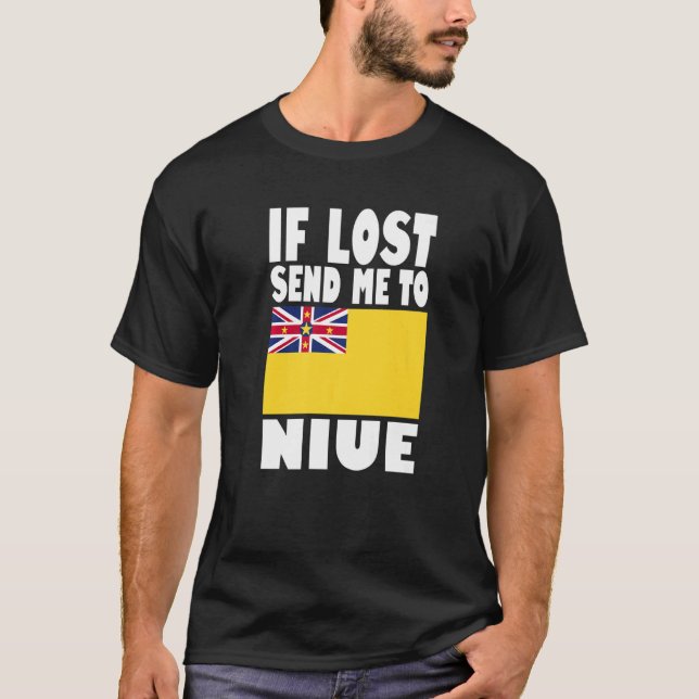 Camiseta Niue Flag Design  If lost send me to Niue Premium (Frente)