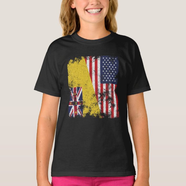 Camiseta Niue USA Flag - Half American (Frente)