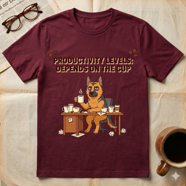 Camiseta Níveis de Produtividade Dependem Da Xícara (Criador carregado)