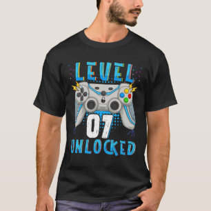 Camiseta Nível 07 7 do jogo de vídeo desbloqueado Birthday 