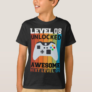 Camiseta Nível 08 T-Shirt de Aniversário Desbloqueado