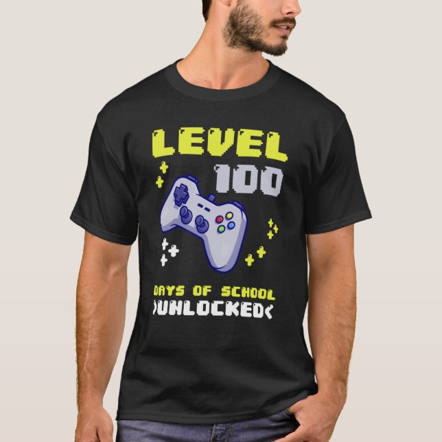 Camiseta Nível 100100 Dias De Console Escolar (Frente)