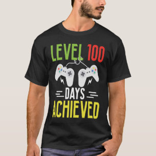 Camiseta Nível 100 Dias Alcançados Jogo de Vídeo Kids