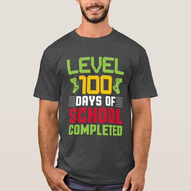 Camiseta Nível 100 dias de escola completa diversão (Frente)