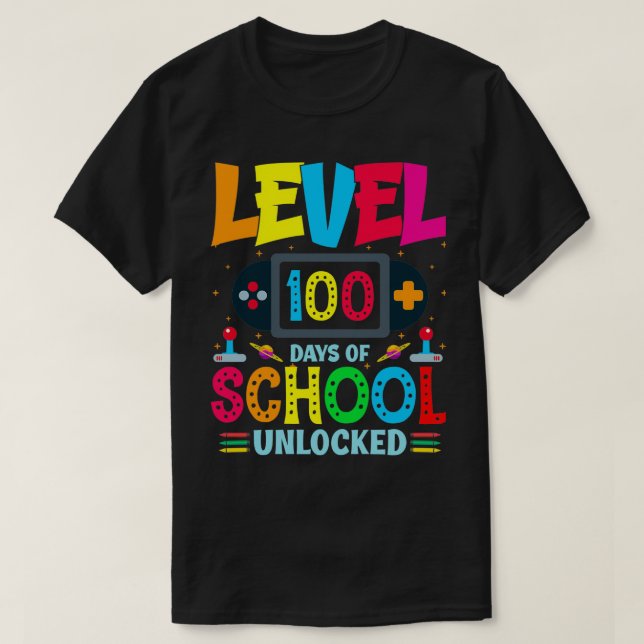 Camiseta nível 100 dias de escola desbloqueada 29 (Frente do Design)