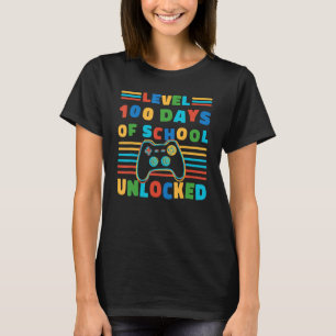 Camiseta Nível 100 Dias de Escola Desbloqueado Retro 100º D