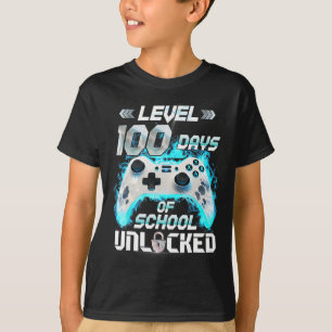 Camiseta Nível 100 Dias de Escola Desbloqueado Vídeo Gamer