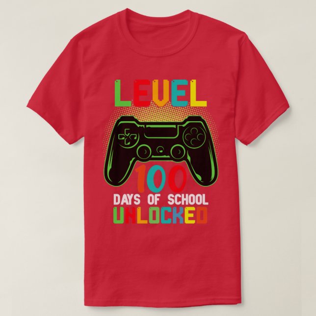 Camiseta Nível 100 Dias De Jogos Desbloqueados Na Escola (Frente do Design)