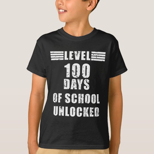 Camiseta Nível 100 do jogador legal desbloqueado da escola (Frente)