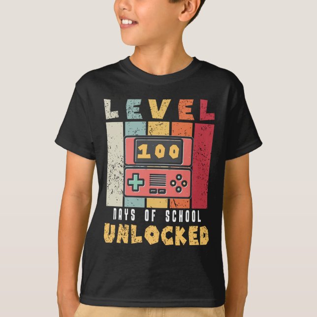 Camiseta Nível 100 do jogador legal desbloqueado da escola (Frente)