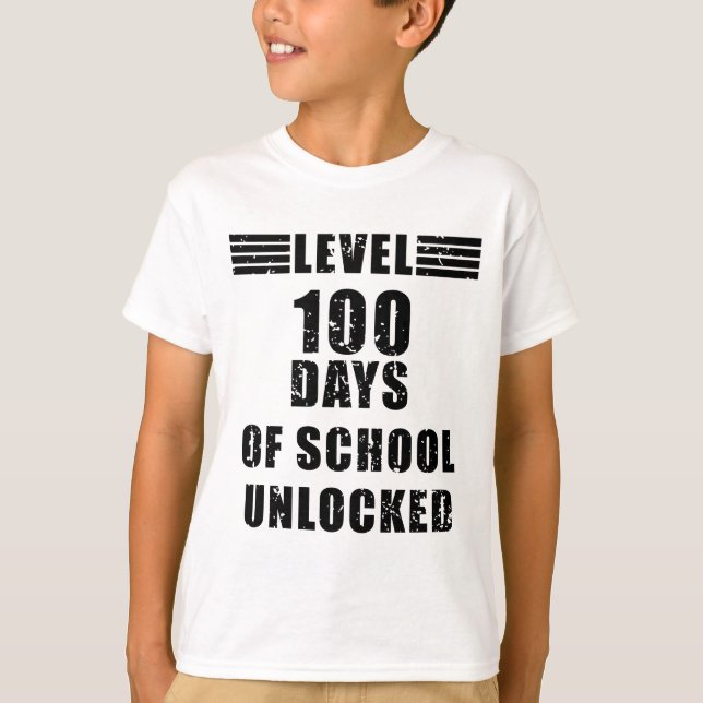 Camiseta Nível 100 do jogador legal desbloqueado da escola (Frente)