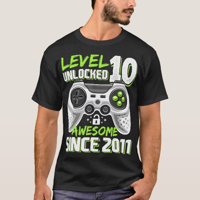 Camiseta Nível 10 Desbloqueado Espetacular Jogo de Vídeo 20 (Frente)