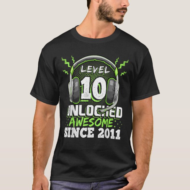 Camiseta Nível 10 Desbloqueado Espetacular Jogo de Vídeo 20 (Frente)