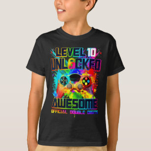 Camiseta Nível 10 Desbloqueado Incrível Aniversário de Meni