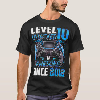 Camiseta Nível 10 Desbloqueado Incrível Desde 2012 10º Aniv