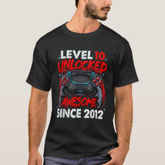 Camiseta Nível 10 Desbloqueado Incrível Desde 2012 10º Aniv