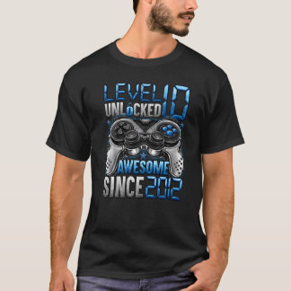Camiseta Nível 10 Desbloqueado Incrível Desde 2012 10º Aniv