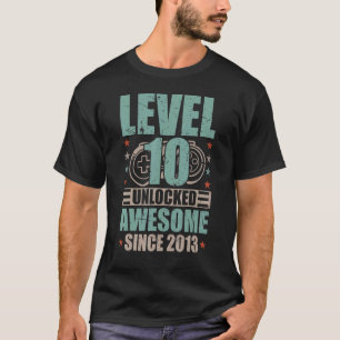 Camiseta Nível 10 Desbloqueado Incrível desde 2013 10º Aniv