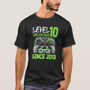 Camiseta Nível 10 Desbloqueado Incrível Desde 2013 Jogos 10