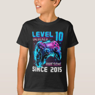 Camiseta Nível 10 Desbloqueado Incrível Desde 2015 10º Aniv