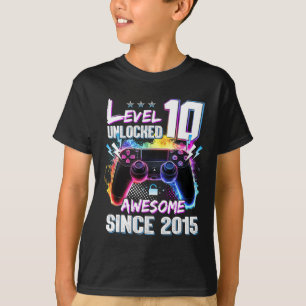 Camiseta Nível 10 Desbloqueado Incrível Desde 2015 10º Aniv