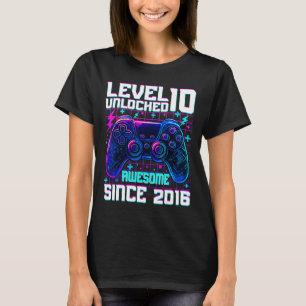 Camiseta Nível 10 Desbloqueado Incrível Desde 2016 10º Aniv