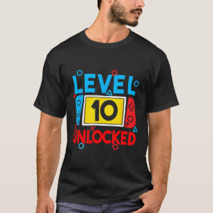 Camiseta Nível 10 Jogador 10º Jogo de Vídeo de Aniversário