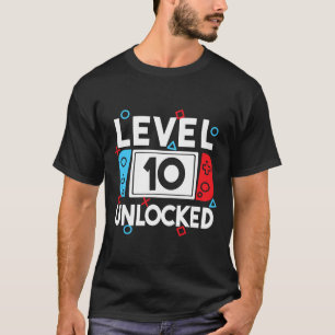 Camiseta Nível 10 Jogador 10º Jogo de Vídeo de Aniversário