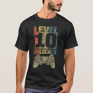 Camiseta Nível 10 Jogador de Vídeo Desbloqueado 10º Anivers