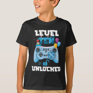 Camiseta Nível 10 Jogador de Vídeo Desbloqueado 10º Anivers
