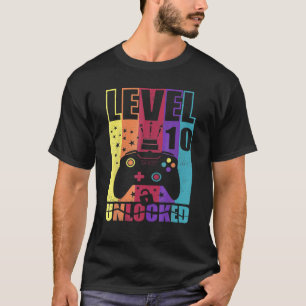 Camiseta Nível 10 Nível De Aniversário Desbloqueado 10º