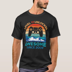 Camiseta Nível 11 Aniversário Desbloqueado 11 Anos Sis Incr