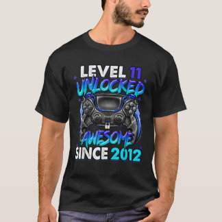 Camiseta Nível 11 Desbloqueado Incrível Desde o Aniversário