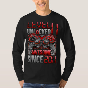 Camiseta Nível 11 Desbloqueado Incrível Desde o Aniversário