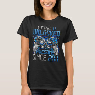 Camiseta Nível 11 Desbloqueado Incrível Desde o Aniversário