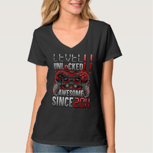 Camiseta Nível 11 Desbloqueado Incrível Desde o Aniversário