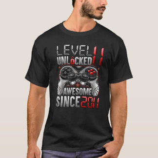 Camiseta Nível 11 Desbloqueado Incrível Desde o Aniversário