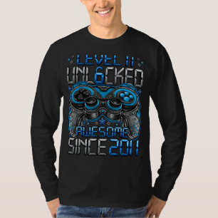Camiseta Nível 11 Desbloqueado Incrível Desde o Aniversário